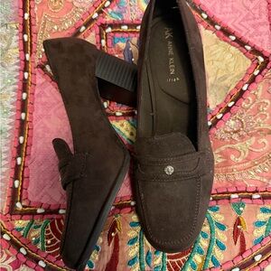 Anne Klein Dark Brown Suede Loafers